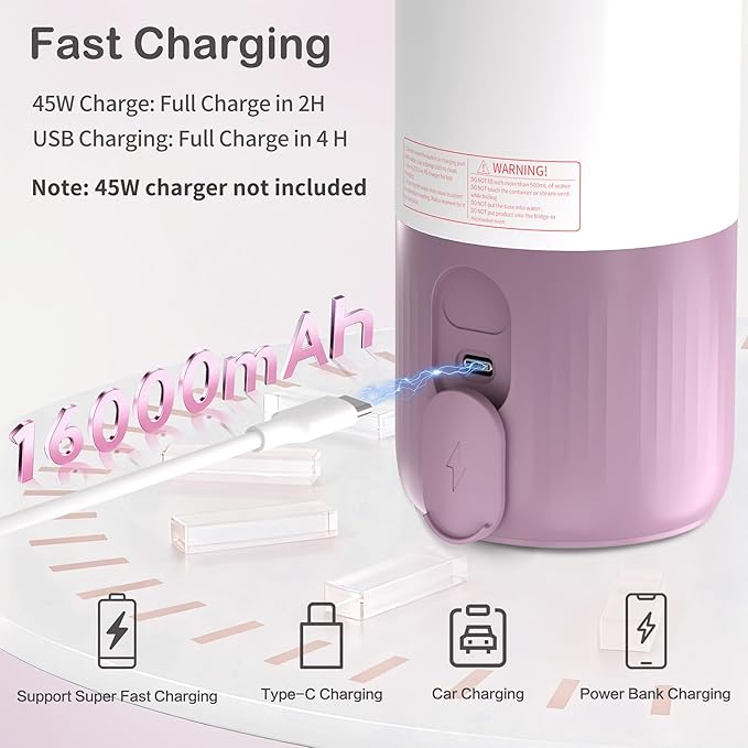 Portable Bottle Warmer for Travel - 17 oz Large Capacity & Extended Battery Life - Breastmilk, Formula, Water, Milk Warmer Fast Heating - Baby Bottle Warmer On The Go for Car & Airplane