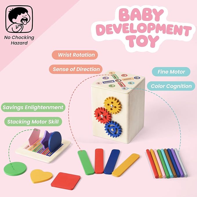 Shape & Color Sorting Montessori Toys for Toddlers 1-3, Wooden Sensory Toys, Preschool Learning Activities Matching Game, Educational Toy for Fine Motor Skills, Travel Gift for Boys Girls