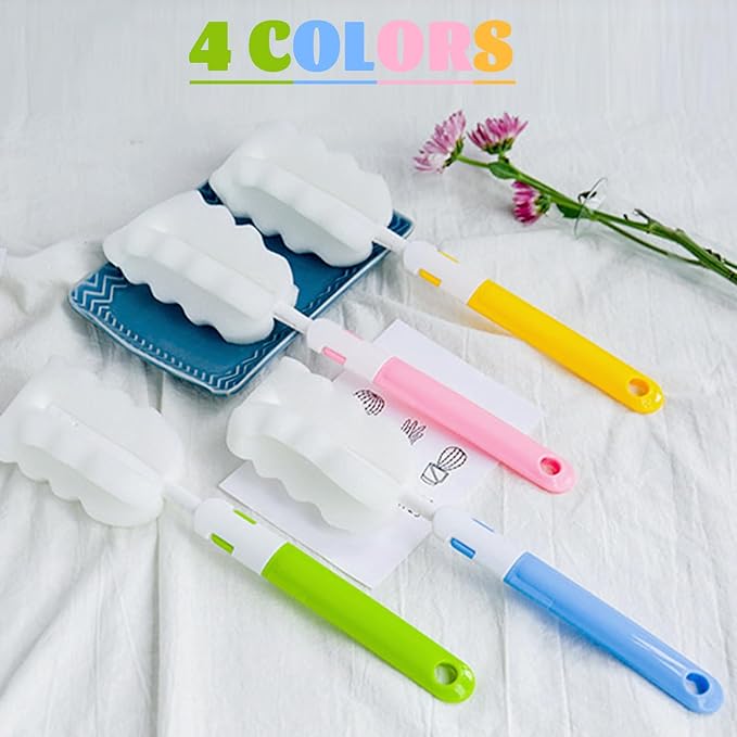 Bottle Brush 8PCS Sponge Cup Brush Set Cup Scrubber Brush Portable Long Handle Water Bottle Cleaner Brush for Baby Bottles Vacuum Flasks Mugs Glasswares (8PCS)