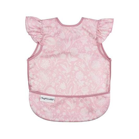 Tiny Twinkle Mess Proof Baby Bib for Girls | Waterproof Toddler Bib for Eating | Baby Apron for Feeding | Machine Washable | Perfect Shower Gift (Toile, 6–24M)