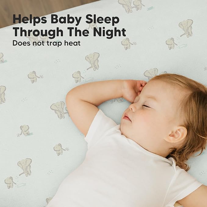 2-Pack Mini Crib Sheets Fitted - 38x26 Pack N Play Sheets for Pack and Play Mattress, Organic Cotton, Soft & Breathable Playard Bedding, Neutral Mini Toddler Bed Cover for Boys, Girls (Elly)