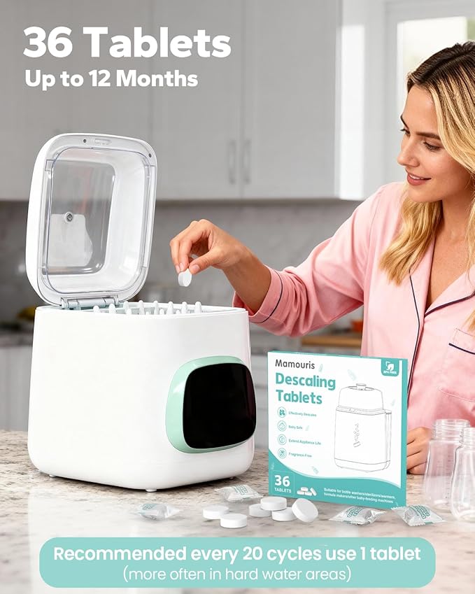 Descaling Tablets 36 Count: for Momcozy Baby Brezza Grownsy Papablic Bottle Washers, Detergent Washing Tablets for All Brands Baby Bottle Washer Machine Warmer Sterilizers Formula Maker