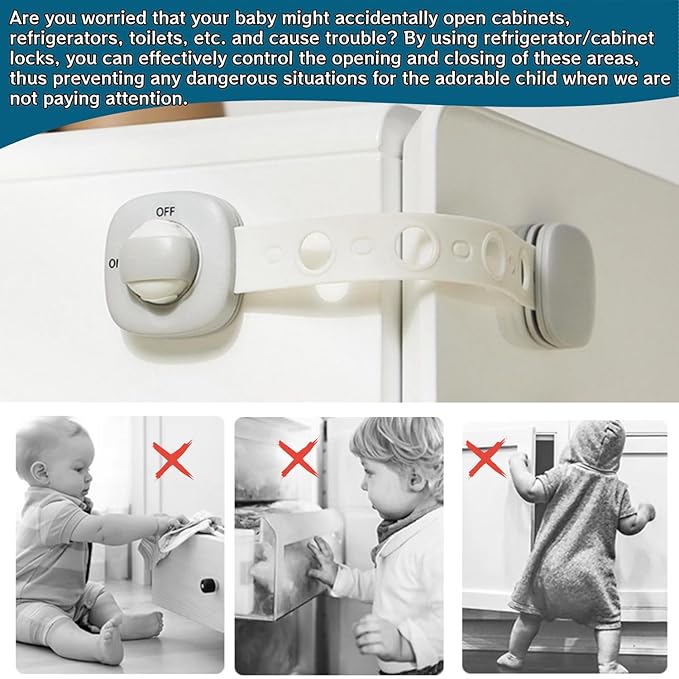 （4 Pack） Refrigerator Latch for Kids,Toddlers and Children,Child & Baby Proofing Freezer Door Lock Safe,3M Adhesive Cabinet Drawer Door Latches,Multi-Purpose for Furniture Kitchen Ovens Toilet Seats