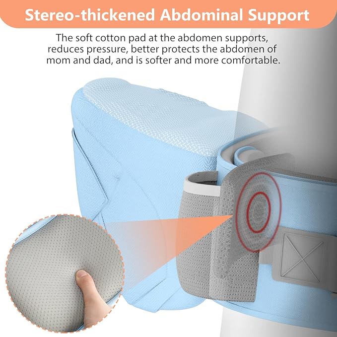 HKAI Baby Hip Carrier,Baby Carrier with Adjustable Waistband & Breathable Mesh, Ergonomic Carrier with Non-Slip Hip Seat Surface for Newborns & Toddlers (Light Blue)