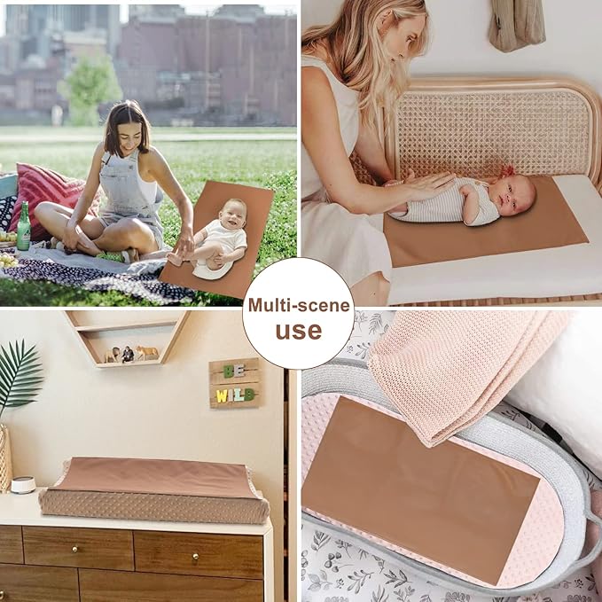Owlowla Baby Diaper Changing Pad Portable Changing Mat Travel Changing Pad Liner for Baby and Small Toddler(Classic Brown&Brush Strokes)