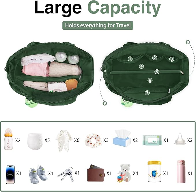 Diaper Bag Tote, Baby Diaper Tote Bags Crossbody Hospital Bag Travel Large Mommy Bag, with Silicone Pacifier Case