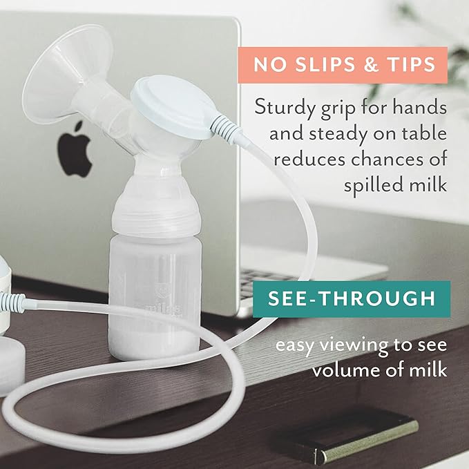 Mila's Keeper Premium Silicone Breast Milk Storage Bottles, for Pumping, Storing and Feeding, Fits Leading Pumps and Nipples, 6 oz Silicone Milk Storage Containers, Wide Neck Aspen White, Set of 2