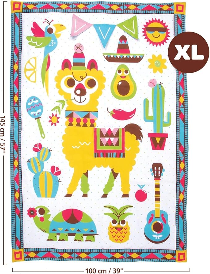 Yookidoo Fiesta Playmat. Folds As Carrying Bag. Indoor & Outdoor Activity Play Blanket with Mirror, Rattle & Teether. Extra Large Washable for Newborn (145 X 100cm)