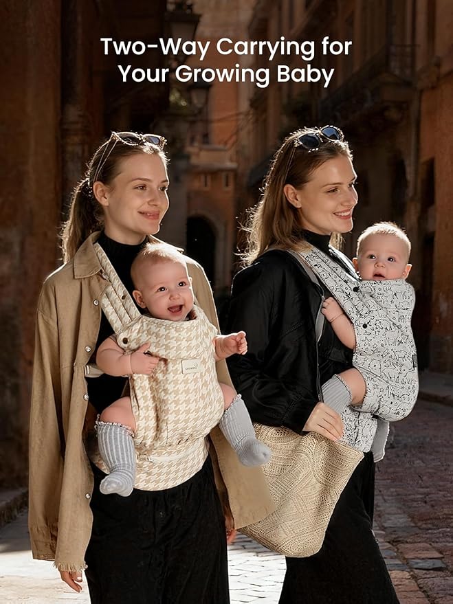 GROWNSY Baby Carrier Newborn to Toddler, Lightweight Ergonomic 7-44 lbs Newborn Carrier with Head Support, Easy to Wear Hands Free Infant Carrier for 0-36 Months, Grey Animal Pattern