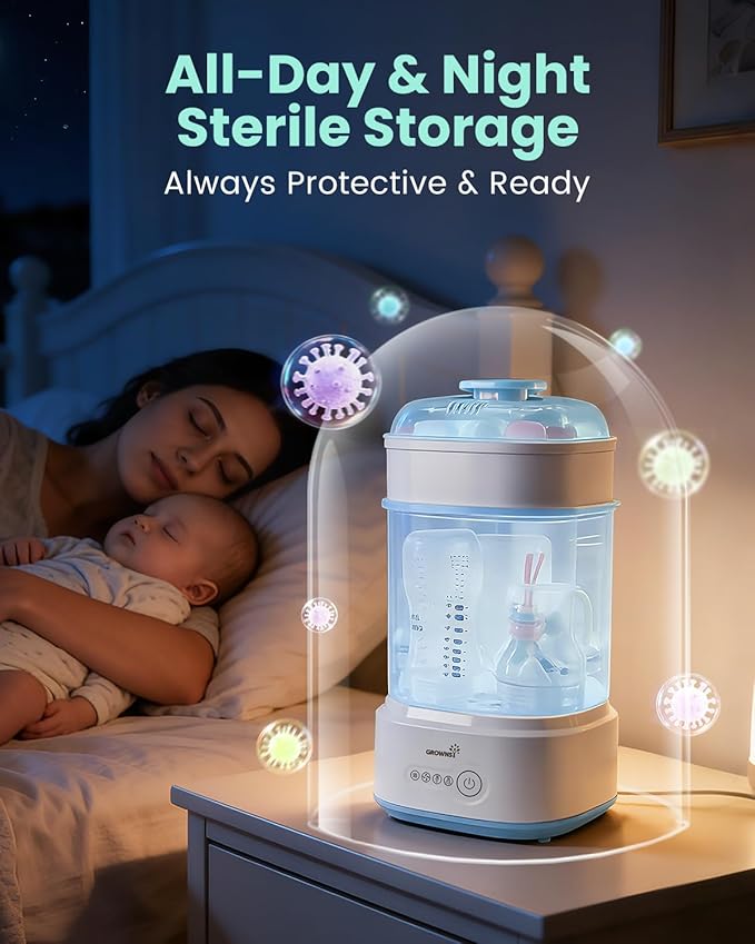 Bottle Sterilizer and Dryer, Compact Electric Steam Baby Bottle Sterilizer (Esterilizador de Biberones), Bottle Sanitizer for Baby Bottles, Pacifiers, Pump Parts Blue