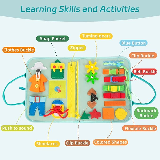 Busy Board Montessori Toys for Boy Girl Birthday Gifts, Busy Book Learning Sensory Easter Toys for Toddlers, Toddler Travel Autism Educational Activities Fine Motor Skills