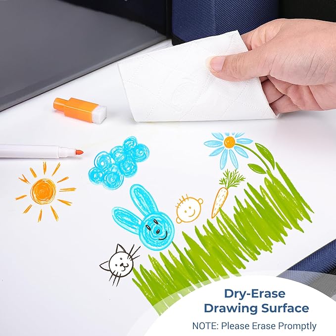 COOLBEBE Kids Travel Tray for Toddler Car Seat, Travel Tray for Airplane, Toddler Car Seat Lap Tray, Carseat Table Tray for Kids Travel Activities (Navy Blue)