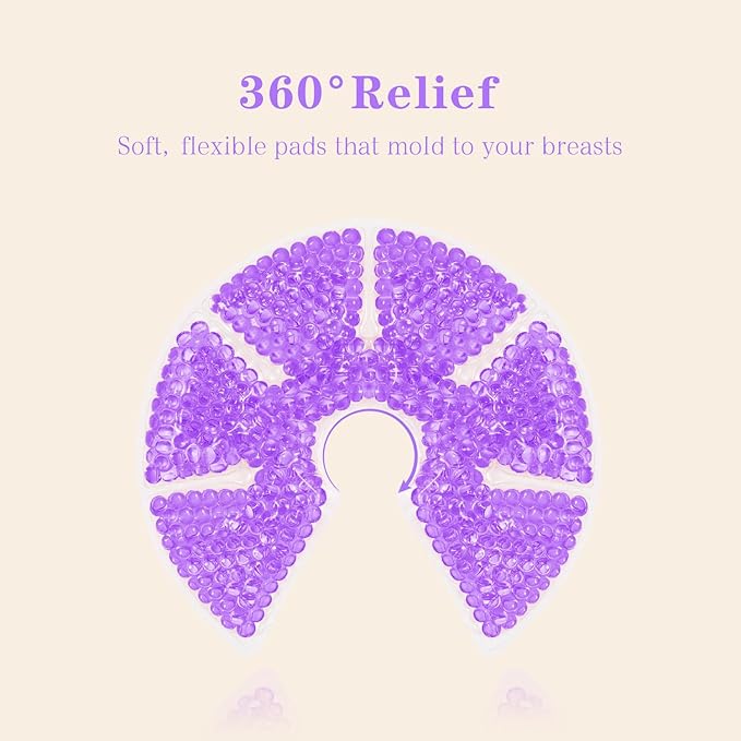 Hot/Cold Breast Gel Ice Packs Breast Cooling/Heat Pads Relief for Breastfeeding, Nursing Pain, Mastitis, Engorgement, Swelling, Plugged Ducts | Boost Milk Let-Down & Production,2 Pack (Purple)