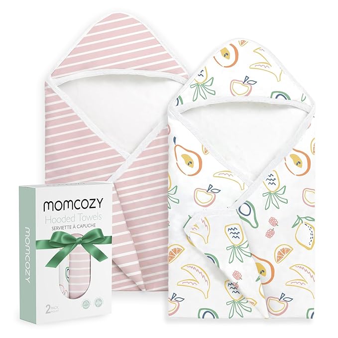 Momcozy Baby Towel with Hooded - Ultra Soft & Absorbent Large Bath Towel Set for Comfort & Gentle on Baby's Skin - Shower Gift & Bath Essential & Baby Registry Search for Newborn,Infant,Toddler,Kids