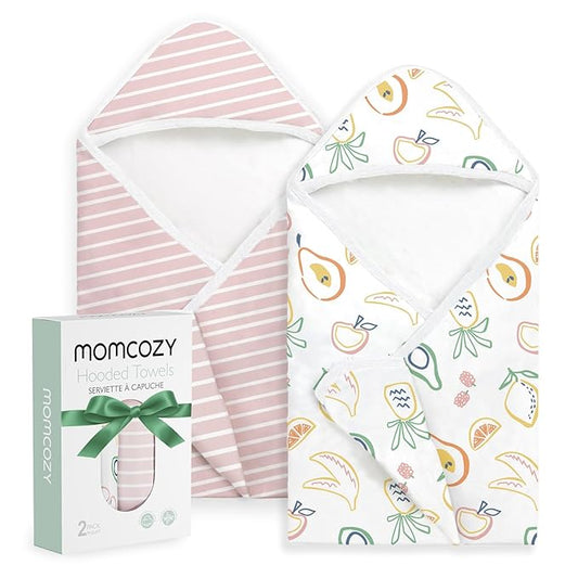 Momcozy Baby Towel with Hooded - Ultra Soft & Absorbent Large Bath Towel Set for Comfort & Gentle on Baby's Skin - Shower Gift & Bath Essential & Baby Registry Search for Newborn,Infant,Toddler,Kids