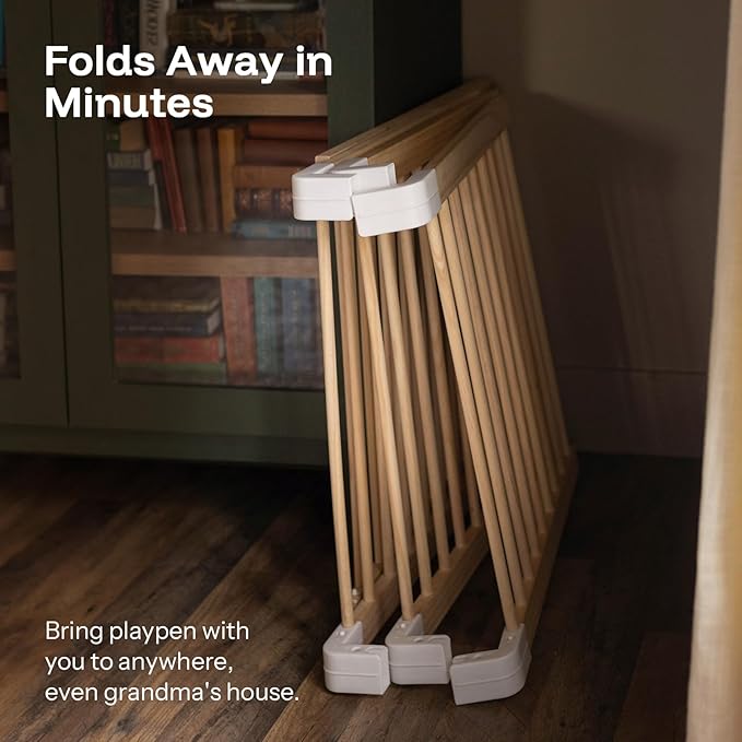 HARPPA Baby Gate Playpen Wooden Playpen for Babies and Toddlers Large Play Yards Baby Fence Play Area 71.5 x 79.5 x 24 inch