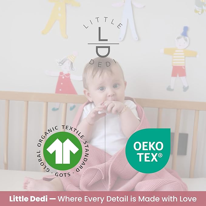 Little Dedi 100% Organic Cotton Baby Knitted Blanket with Gift Box - Soft Toddler, Crib, Stroller Blanket - Neutral Swaddle and Receiving Blanket for Newborns, 30"x40", Color Berry