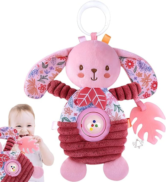 Baby Crib Toys Hanging Stroller Car Seat Toy for Infant 0-3-4-5-6-7 Months Old, Newborn Girl Valentines Day Gifts, Rattle Crinkle Teething Teether for Babies 6-12 Month Easter Basket Stuffers