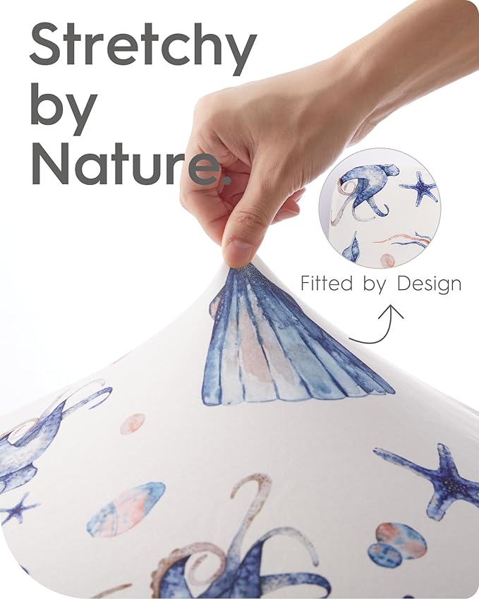 Extra Stretchy Changing Pad Cover, TotBasic Ultra Soft Premium Jersey Knit Changing Pad Sheets, Unisex for Boys Girls, Fits All Standard Changing Tables/Dresser Tops - 2 Pack (Ocean Pals + Wildlife)