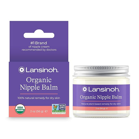 Lansinoh Organic Nipple Butter, Nipple Cream Safe for Breastfeeding Baby, Postpartum Essentials for Mom, 2 Ounces