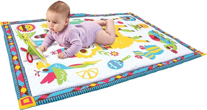 Yookidoo Fiesta Playmat. Folds As Carrying Bag. Indoor & Outdoor Activity Play Blanket with Mirror, Rattle & Teether. Extra Large Washable for Newborn (145 X 100cm)
