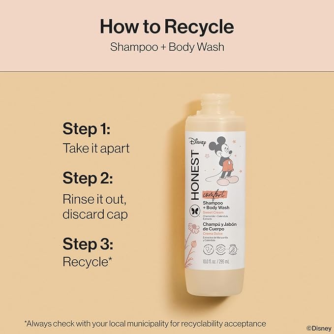 The Honest Company 2-in-1 Cleansing Shampoo Body Wash, Gentle Enough for Baby Dermatologist Tested Tear-free Hypoallergenic Disney’s Mickey Mouse Comfort Sweet Cream 10 fl oz
