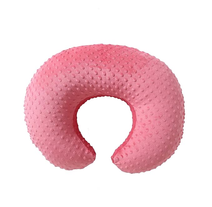 QUENESS Nursing Pillow and Positioner, Breastfeeding, Bottle Feeding, Baby Sitting Support with Removable Ultra Soft Cover, Tummy Time Support for Baby Boys and Girls (StrawberryRed)