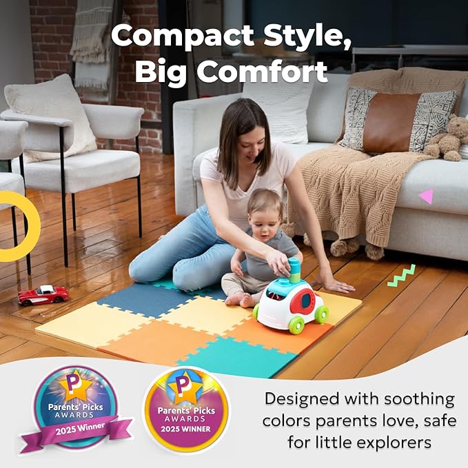MioTetto Baby Play Mat, Comfortable Playtime Mat – Portable Foam Floor Tiles, Safe Baby mat for Floor for Crawling & Development, Soft Play mat for Babies, Stylish Interlocking Foam Tiles