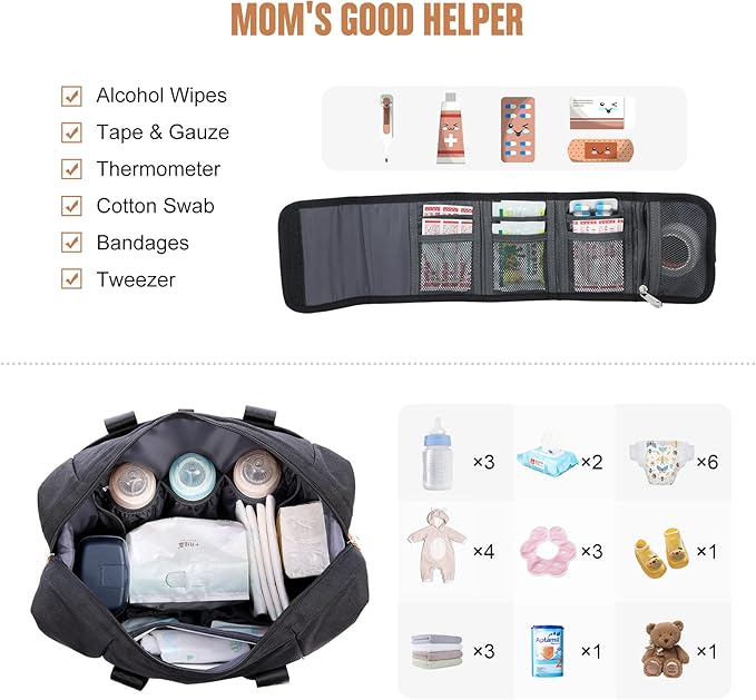 LOVEVOOK Diaper Bag Tote, Large Baby Diaper Bag Waterproof Travel Diaper Tote with Changing Pad