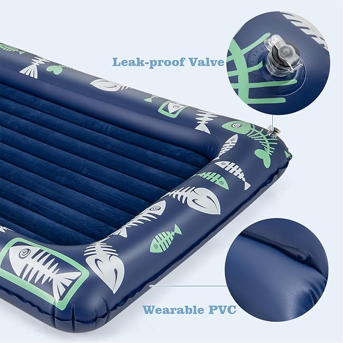 Costzon Inflatable Toddler Travel Bed, Kids Air Mattress Set w/Electric Pump, 4 Sides Safety Bumper & 2-in-1 Multifunctional Design, Portable Toddler Bed for Travel, Camping, Home-use (Blue)