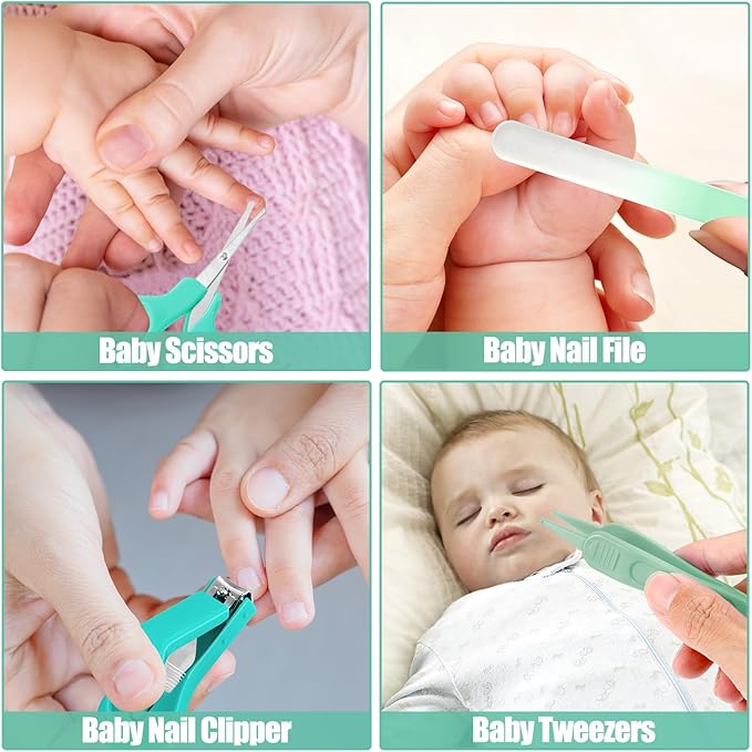 Baby Healthcare and Grooming Kit for Newborn Kids, 31PCS Upgraded Safety Baby Care Kit, Newborn Nursery Health Care Set, Baby Care Products (Green)