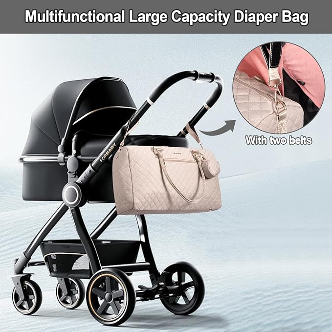 LOVEVOOK Diaper Bag Tote with Pacifier Case and Changing Pad, Large Capacity Mommy Bag for Hospital and Weekender Travel, Functional Baby Bag Newborn Baby Essential