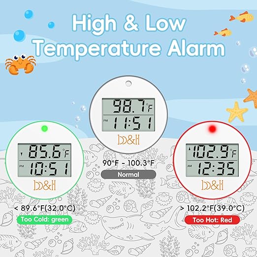 b&h Baby Bath Thermometer - Shark Thermometer for Water Temperature Monitoring, Digital Water & Room Temperature Reader, Safty Toddler Bathtub Floating Toy