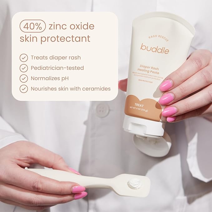 Buddle Diaper Rash Rescue Healing Ointment For Baby, 40% Zinc Oxide, Repairs & Nourishes, Pediatrician Tested, Fragrance-Free, 4 oz