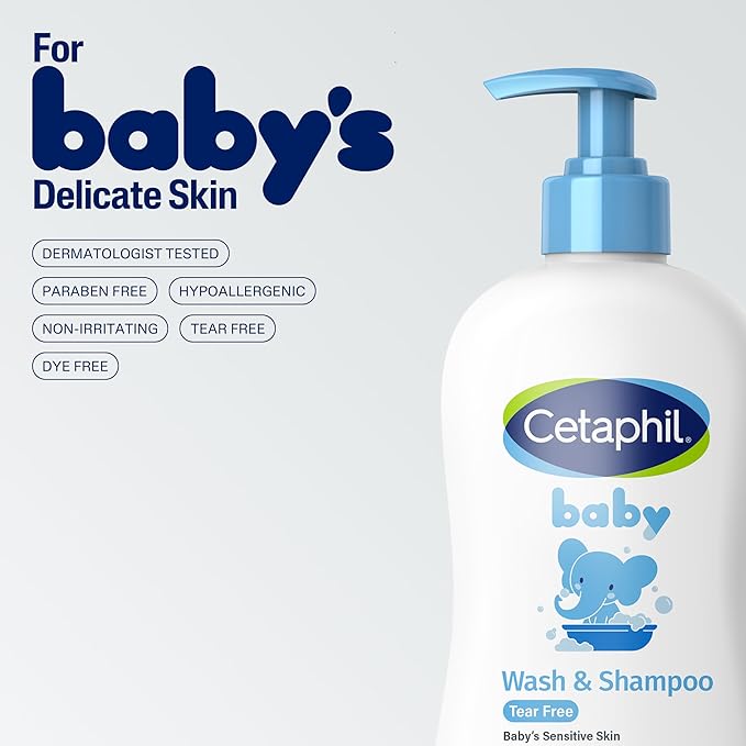 Cetaphil Baby Wash & Shampoo ,Tear Free, Paraben, Colorant and Mineral Oil Free, 13.5 Fl. Oz (Packaging May Vary)