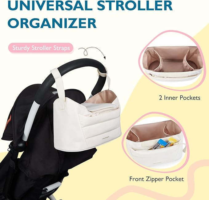 mommore Diaper Bag Tote with Stroller Organizer Puffer Bag Large Capacity Baby Bag with Changing Pad for Travel, Hospital