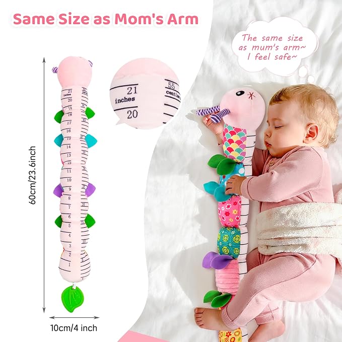 Baby Toys 0-12 Months, Caterpillar Musical Plush Stuffed Toy for Infant, Animal Soft Rattle Sensory Toys with Teether for Tummy Time, Newborn Boy& Girl Shower Birthday Christmas Valentines Gift