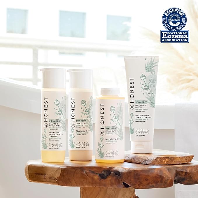 The Honest Company Foaming Bubble Bath Gentle for Baby, Naturally Derived, Tear-free, Hypoallergenic, Fragrance Free, Sensitive, 12 fl oz