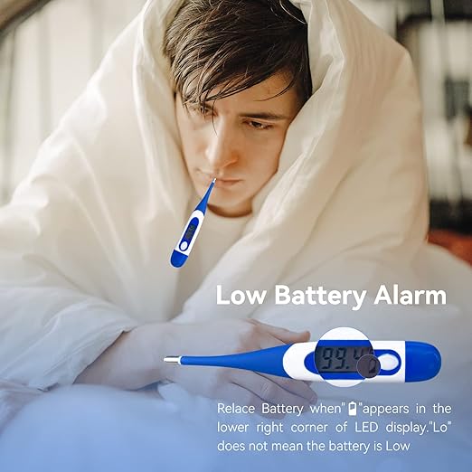 Berrcom Digital Thermometer for Adults, Oral and Underarm Thermometer for Baby and Kids Medical Thermometer with Fever Alarm Rectal Thermometer with Soft Tips