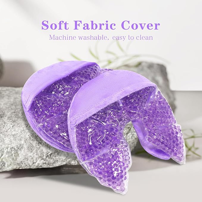 Hot/Cold Breast Gel Ice Packs Breast Cooling/Heat Pads Relief for Breastfeeding, Nursing Pain, Mastitis, Engorgement, Swelling, Plugged Ducts | Boost Milk Let-Down & Production,2 Pack (Purple)