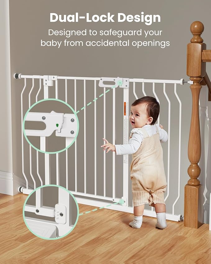 Mom's Choice-GROWNSY Baby Gate for Stairs, 30.5"-43" Pressure Mounted Pet Gate for Doorways-Auto Close Dog Gate for The House-Easy Installation & Walk Thru Wide Safety Gate