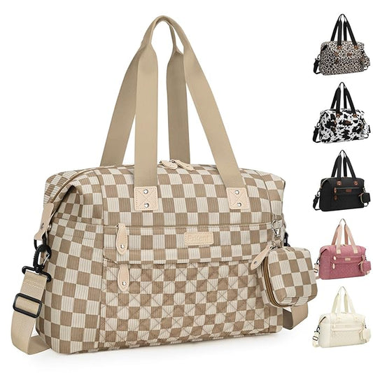 Diaper Bag Tote - Diaper Baby Bags with Pacifier Case, Shoulder Straps, Stroller Clips, Waterproof Large Mommy Maternity Travel Baby Bag for Mom and Dad, plaid