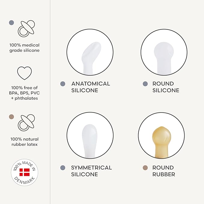 FRIGG SilkySoft Silicone Baby Pacifier 6-Pack Blooming Love | Made in Denmark | BPA-Free (0-6 Months)