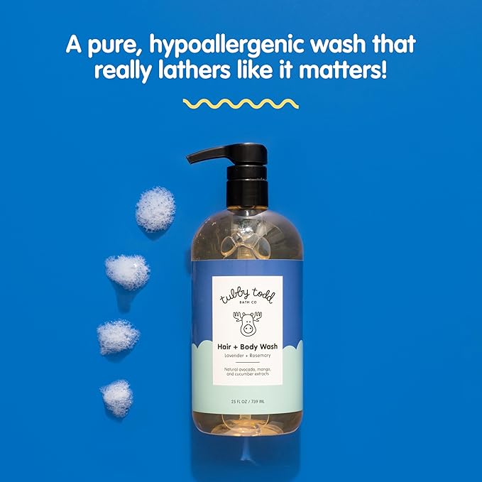 TUBBY TODD Hair + Body Wash - Baby Shampoo and Body Wash - Gentle, Natural Baby Was for Newborns, Babies, and Toddlers - Non-Toxic and Hypoallergenic - Fragrance-Free, 25oz