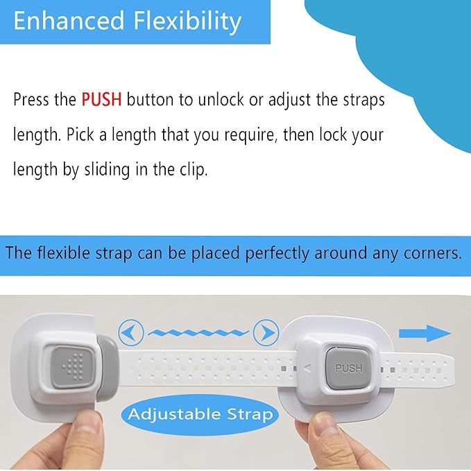 YEYA No Drill Anti Tip Furniture Adjustable Straps Wall Anchors for Baby Proofing with Strong 3M Adhesive Backing (Upgraded 4P)