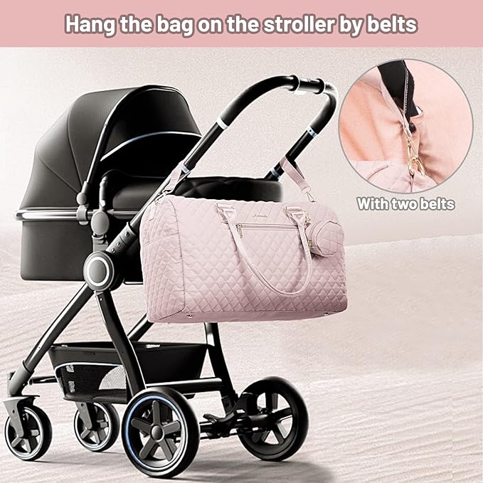 LOVEVOOK Diaper Bag Tote with Pacifier Case and Changing Pad, Large Capacity Mommy Bag for Hospital and Weekender Travel, Functional Baby Bag Newborn Baby Essential, Pink