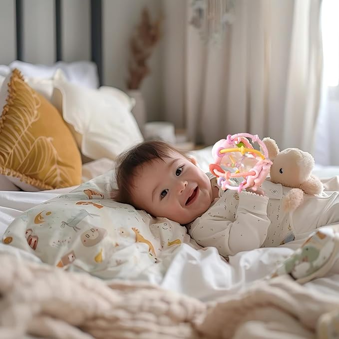 PandaEar Baby Sensory Toys for 0-6 6-12 Months, Silicone Montessori Toys, Baby Teether Teething Toys, Infant Rattle Teether Chew Toy Teething Ball Developmental Toy for Babies 0 3 6 9 12 18 Months