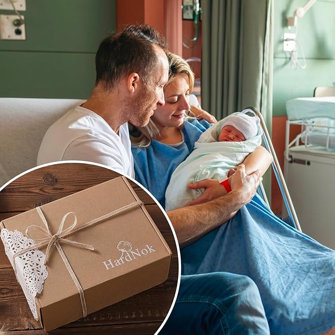 HardNok Muslin Hooded Baby Towel 4 Pack, 100% Organic Premium Cotton, (2) 6-Layer 32x32 Bath Towels & (2) Washcloths, Soft Newborn & Infant Gift Set (Pink Stripe & White)