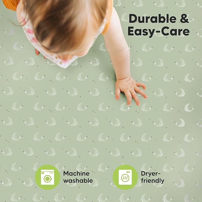 2-Pack Mini Crib Sheets Fitted - 38x26 Pack N Play Sheets for Pack and Play Mattress, Organic Cotton, Soft & Breathable Playard Bedding, Neutral Mini Toddler Bed Cover for Boys, Girls (Lunaris)