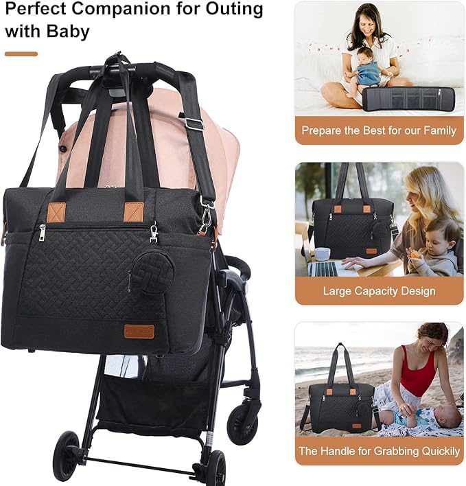 LOVEVOOK Diaper Bag Tote, Large Baby Diaper Bag Waterproof Travel Diaper Tote with Changing Pad